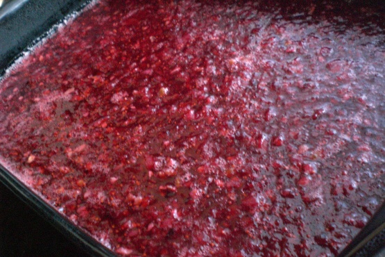 Cranberry Salad In Raspberry Jello With Cream Cheese Topping