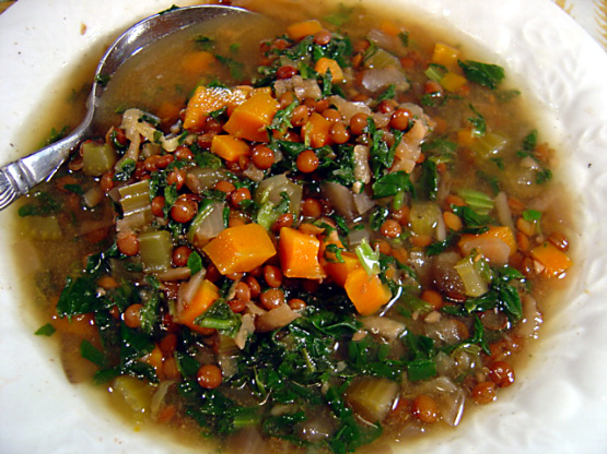 Mediterranean Lentil Soup with Spinach