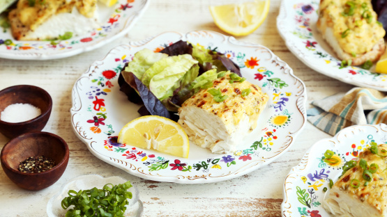 Halibut With Garlic Mayonnaise-Parmesan Topping