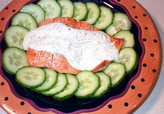 Grilled Salmon With Chive And Dill Sauce And Cucumbers Recipe - Genius