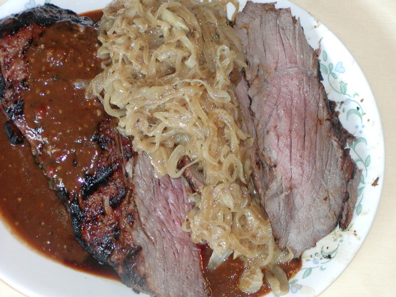 Grilled London Broil With Caramelized Onions Recipe - Food.com