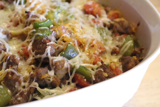 Spaghetti Squash Casserole With Sweet Sausage & Peppers