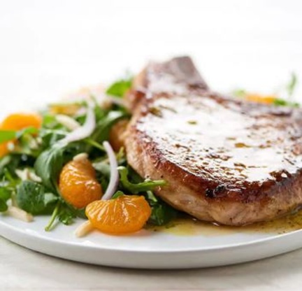 Mojito Pork Chops With Mandarin Orange & Arugula Salad