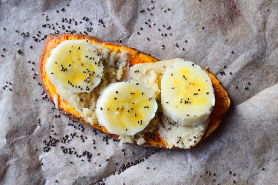 Sweet Potato Toast With Almond Butter, Chia & Banana