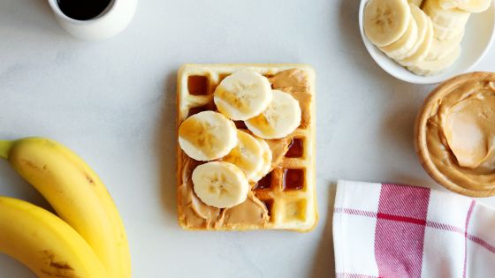 Peanut butter, sliced banana & maple syrup