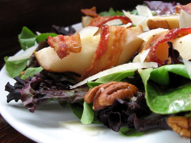 Field Greens with Bacon-Wrapped Pears