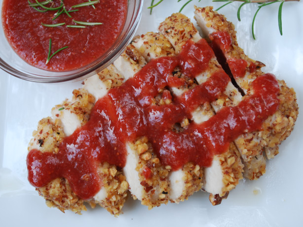 Almond-Crusted Chicken with Strawberry Balsamic Sauce