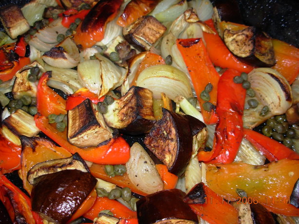 Roasted French Vegetables In Hot Balsamic And Olive Oil Dressing Recipe ...