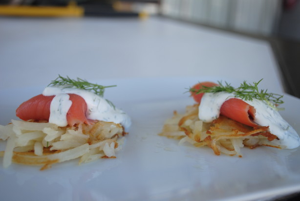 Dilly Smoked Salmon Potato Stacks