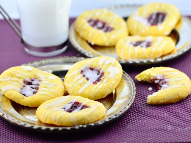 Raspberry Shortbread Cookies with Almond Glaze