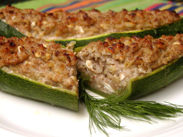 Walnut & Feta-Stuffed Zucchini