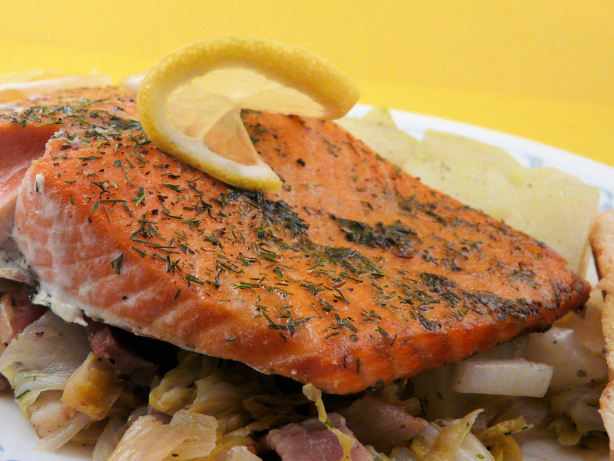 Slow-Roasted Salmon with Cabbage & Bacon