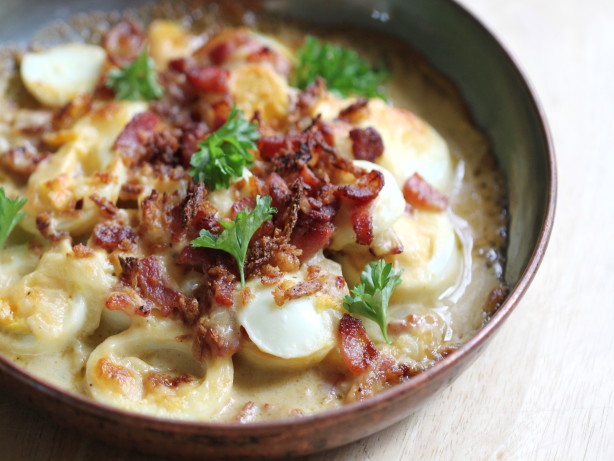 Scalloped Eggs & Bacon