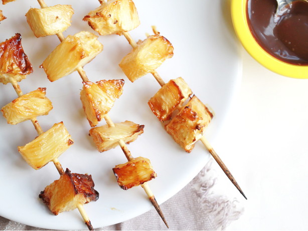 Caramelized Pineapple with Hot Chocolate Sauce