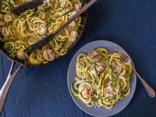 Shrimp Scampi with Squash "Linguine"