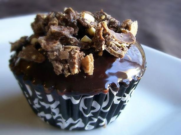 Chocolate Cupcakes with Nutella-Kahlua Ganache and Ferrero Rocher