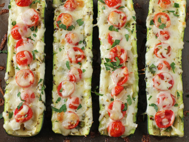 Spicy Pepper Jack Zucchini Boats