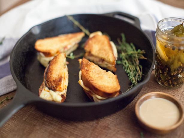 Gouda Grilled Cheese with Tahini Black Bean Hummus