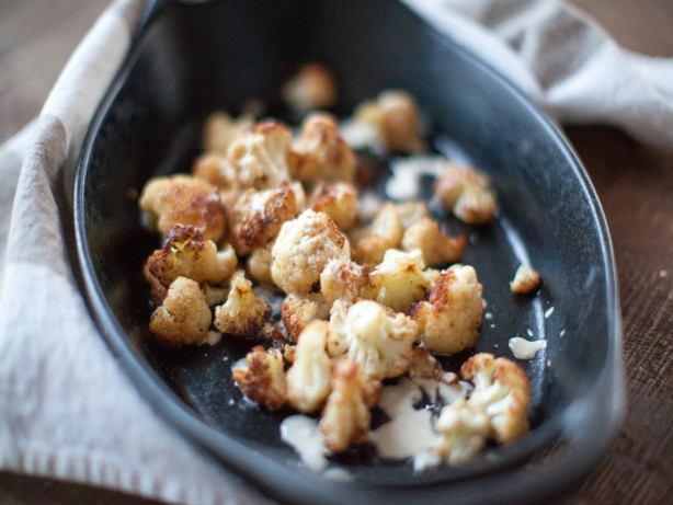 Fried Cauliflower with Tahini & Pomegranate Molasses