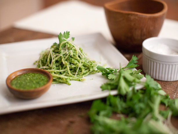 Spaghetti with Mint & Parsley Pesto