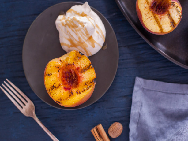 Peaches with Caramel Whipped Cream