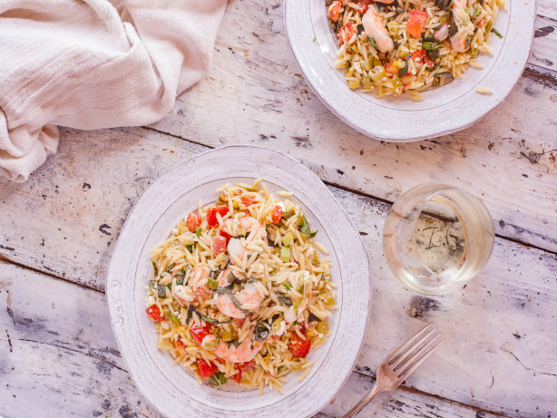 Basil Shrimp With Feta & Orzo