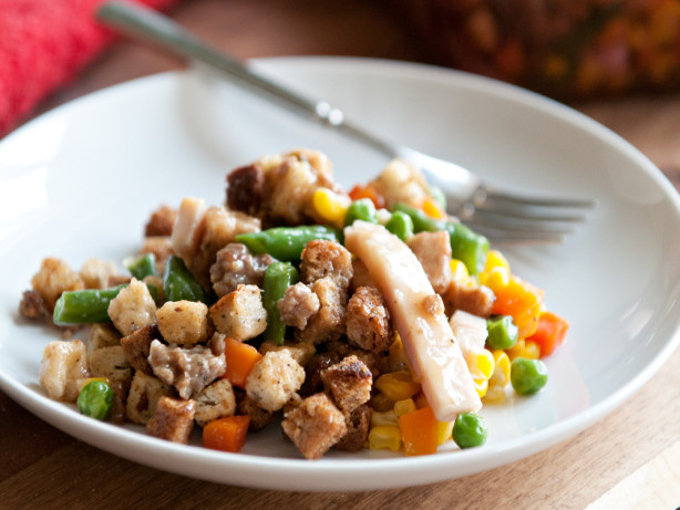 Turkey Pot Pie with Stuffing Crust