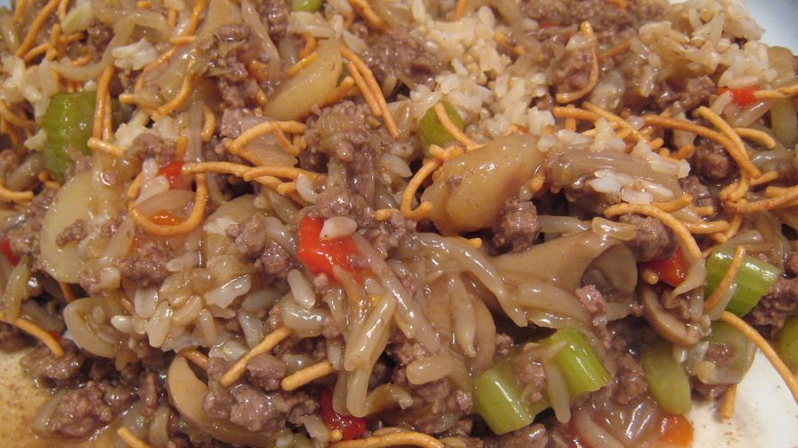 hamburger rice hotdish chow mein noodles